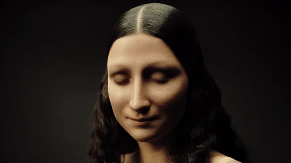 Animated Mona Lisa digital character from Mimic’s rigging and animation project
